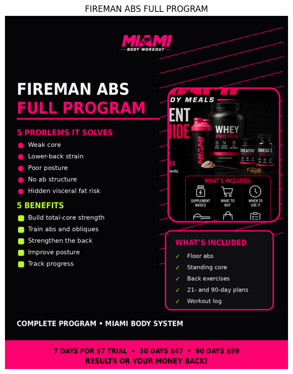 Fireman Abs full program card