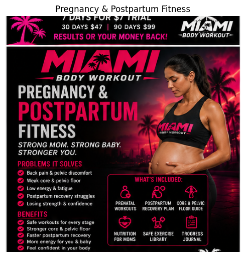 TNOS Pregnancy and Postpartum Fitness program card