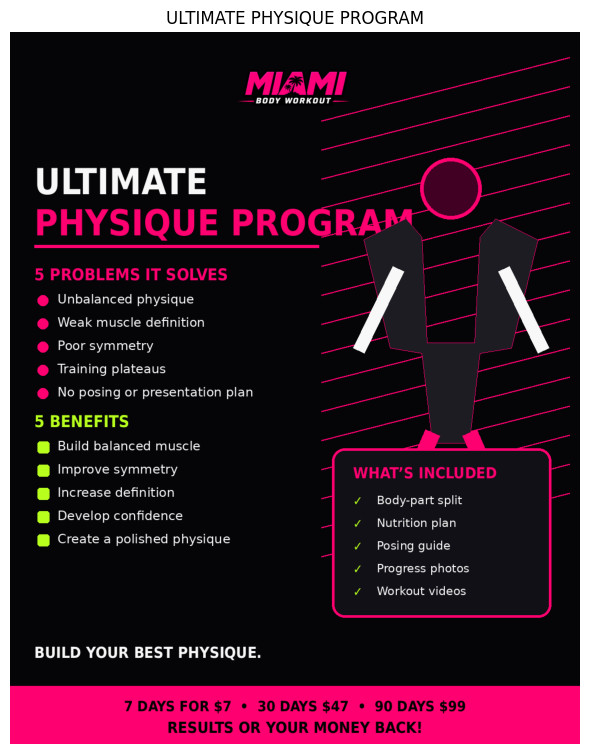 Ultimate Physique program card